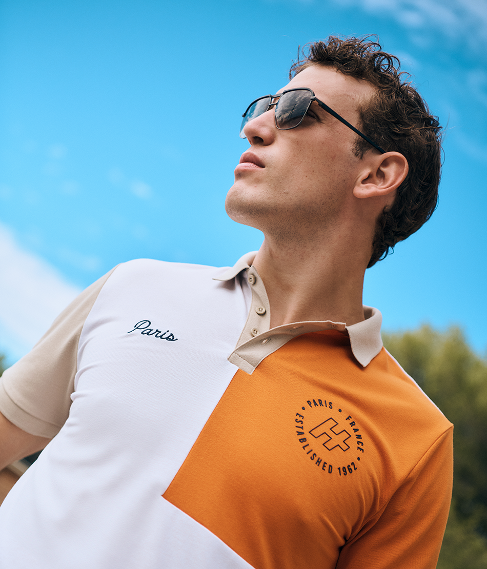 Poloshirt Tennis Collection Sporty Poloshirt in sand, white and orange