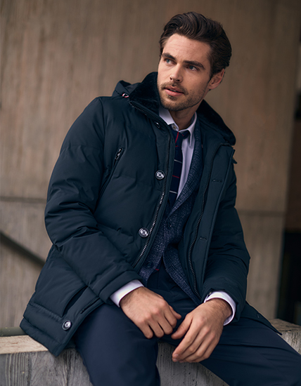 Mens winter jacket navy blue online