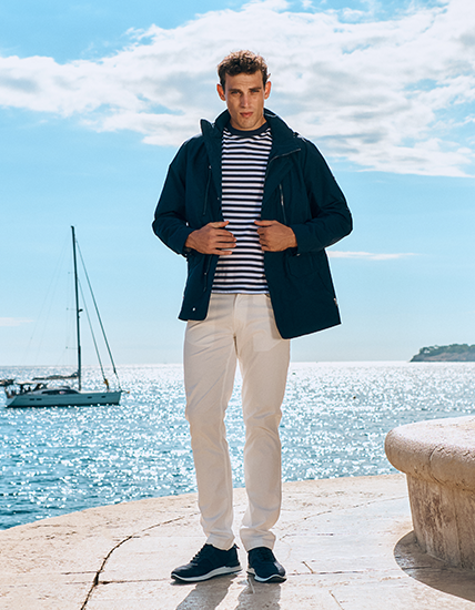 Marine Styling Man on a pier in a marine outfit