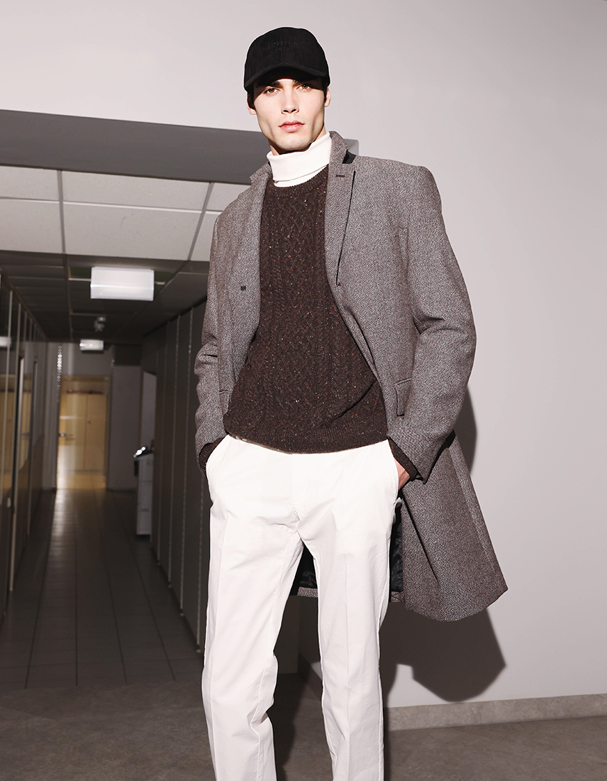 Modern light grey wool coat