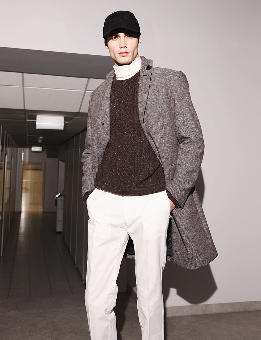 Modern light grey wool coat