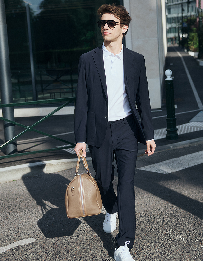 Man in a mix and match suit