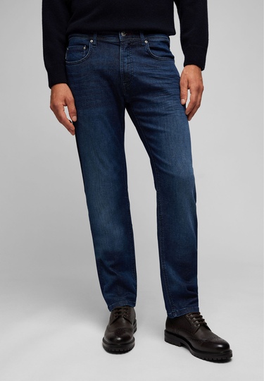 Regular Tapered 5 Pocket Jeans, midnight blue