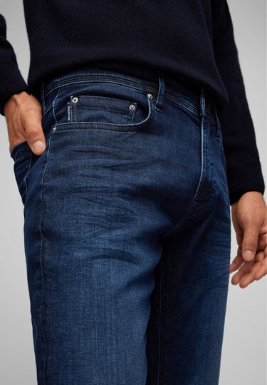 Regular Tapered 5 Pocket Jeans, midnight blue