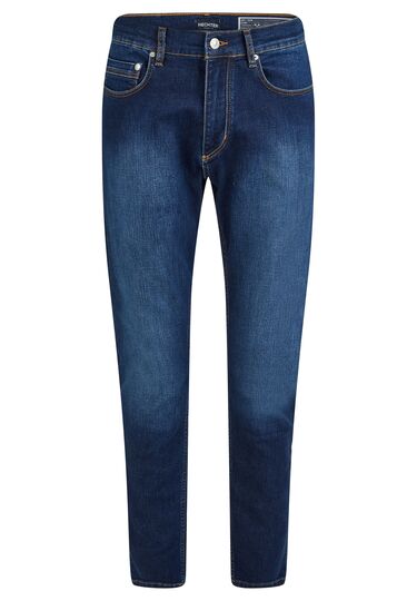 Straight fit tapered 5-pocket jeans made of high-tech fibres, navy Frontansicht