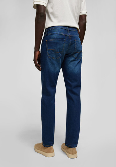 Straight fit tapered 5-pocket jeans made of high-tech fibres, navy Rückansicht