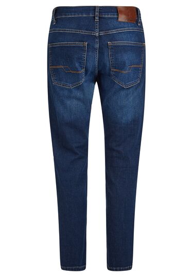 Straight fit tapered 5-pocket jeans made of high-tech fibres, navy Detailansicht 1
