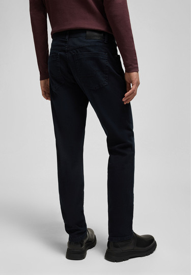 Regular tapered 5-pocket jeans made of high-tech fibres, navy Rückansicht