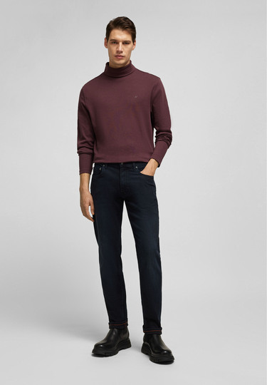 Regular tapered 5-pocket jeans made of high-tech fibres, navy