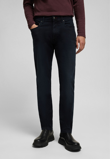 Regular tapered 5-pocket jeans made of high-tech fibres, navy