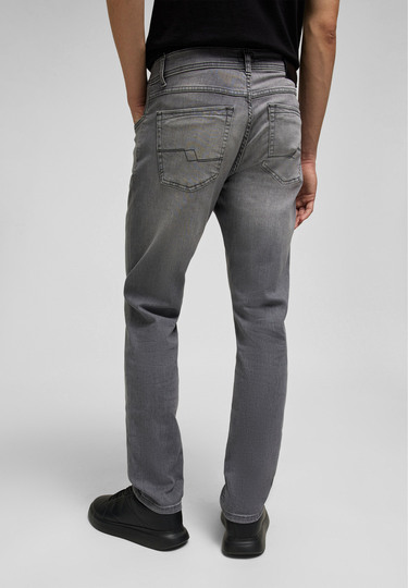 Regular tapered 5-pocket jeans made of high-tech fibres, darkgrey Rückansicht