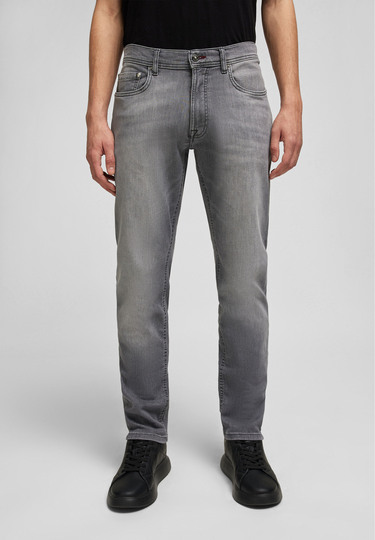 Regular tapered 5-pocket jeans made of high-tech fibres, darkgrey