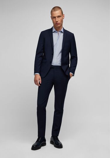 Shape Fit Baukasten Sakko in Woll-Mix Uni mit Performance Stretch Uni, navy