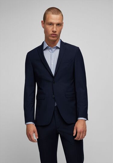 Shape Fit Baukasten Sakko in Woll-Mix Uni mit Performance Stretch Uni, navy