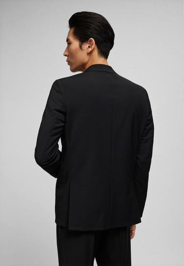 Shape Fit Baukasten Sakko in Woll-Mix Uni mit Performance Stretch Uni, black Rückansicht