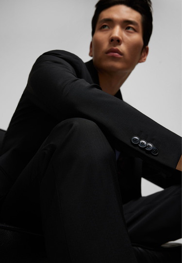 Shape Fit Baukasten Sakko in Woll-Mix Uni mit Performance Stretch Uni, black Detailansicht 1