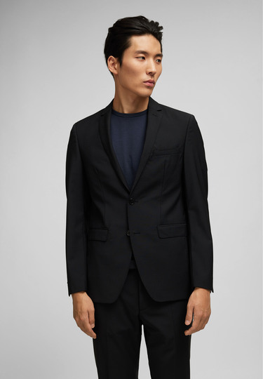 Shape Fit Baukasten Sakko in Woll-Mix Uni mit Performance Stretch Uni, black