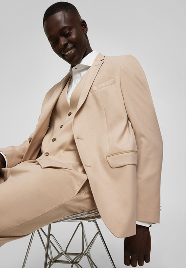 Elegant H-ECO Jacket made from sustainable fabric, sand Detailansicht 2