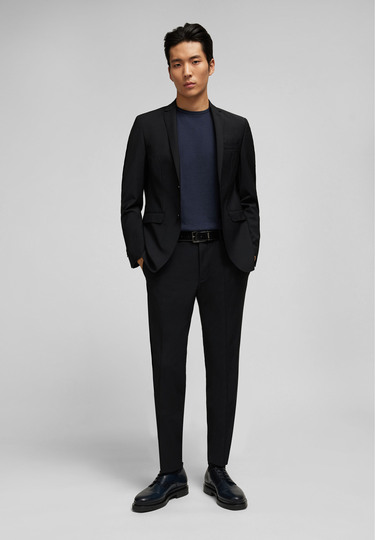 Shape Fit Baukasten Hose in Woll-Mix mit Performance Stretch Uni, black