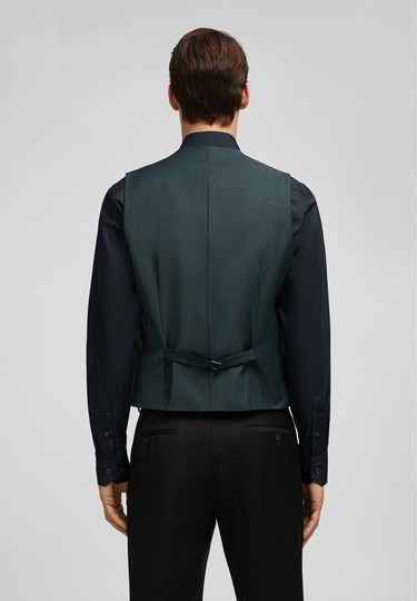 Elegante Weste in Shape Fit, hunter green Rückansicht