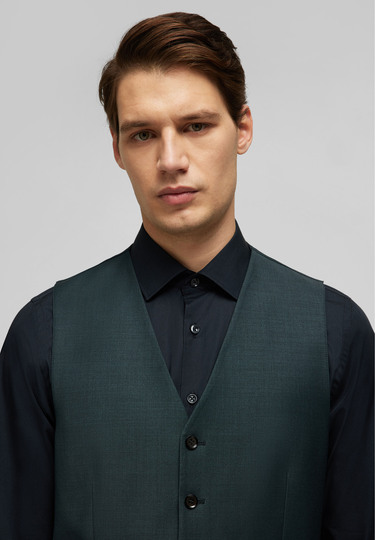 Elegante Weste in Shape Fit, hunter green Detailansicht 2