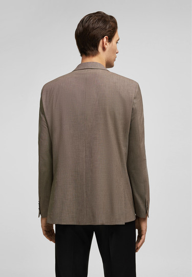 H-ECO Sakko mit Fil-à-Fil-Muster, beige Rückansicht