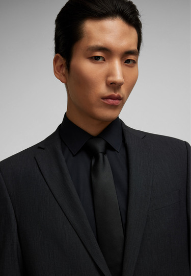 H-ECO Sakko mit Fil-à-Fil-Muster, anthracite