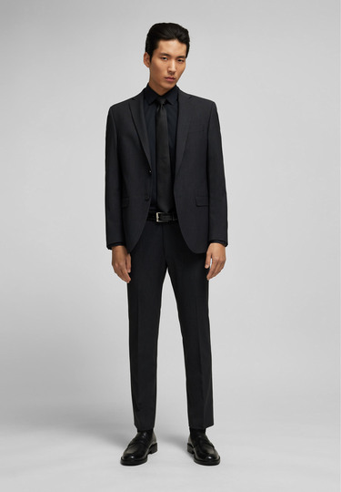 H-ECO Sakko mit Fil-à-Fil-Muster, anthracite