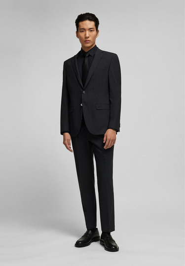 H-ECO Sakko mit Fil-à-Fil-Muster, anthracite