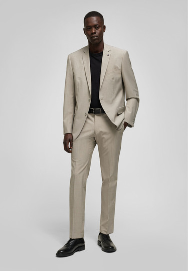 Modische Anzughose mit Strukturmuster, sand Detailansicht 2