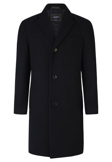Chesterfield Woll Mantel, Navy Frontansicht