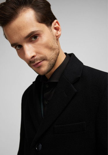 Chesterfield Woll Mantel, Black Detailansicht 1