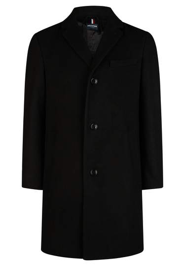 Chesterfield wool coat, black Frontansicht