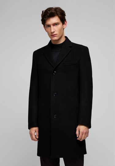 Chesterfield wool coat, black