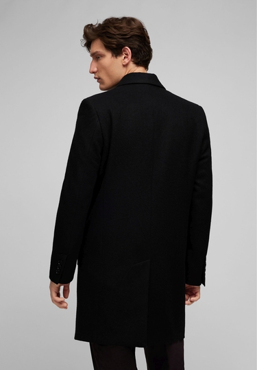 Chesterfield wool coat, black