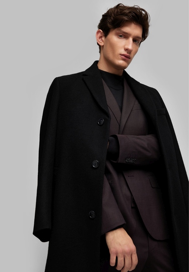 Chesterfield wool coat, black