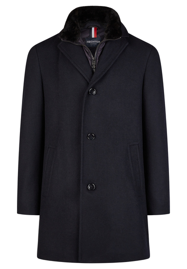 Wollmantel, navy Frontansicht