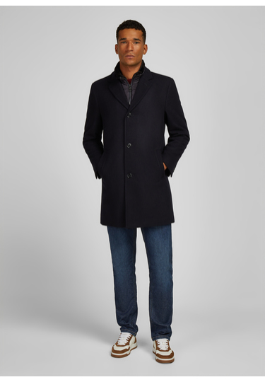 Eleganter Wollmantel, navy