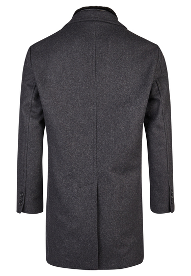 Eleganter Wollmantel, anthracite Rückansicht