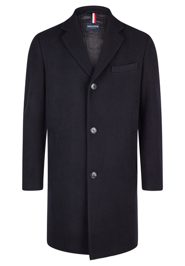 Eleganter Chesterfield-Mantel, navy Frontansicht