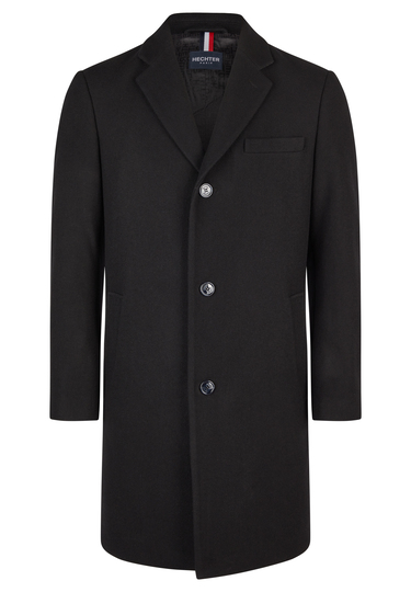 Eleganter Chesterfield-Mantel, black Frontansicht