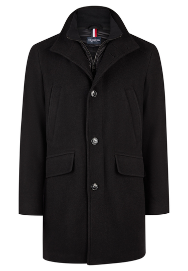 Eleganter Wollmantel, black Frontansicht