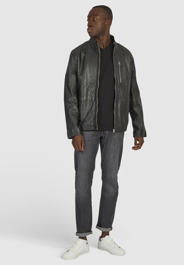 Klassische Lederjacke, black Detailansicht 1