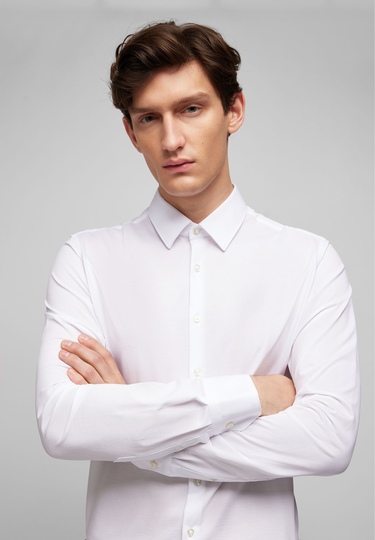 Shape Fit Jersey Shirt, white Detailansicht 2