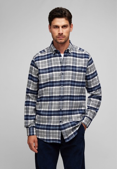 Flanell-Karo-Hemd, midnight blue