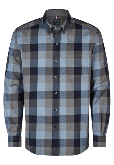 Flanell-Karo-Hemd, steel blue Frontansicht