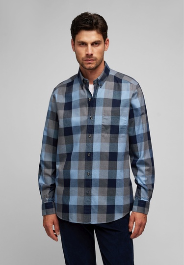 Flanell-Karo-Hemd, steel blue