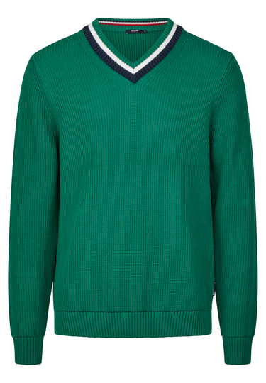 KNIT V-NECK, Green Frontansicht