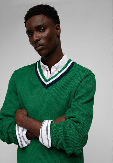 KNIT V-NECK, Green 
