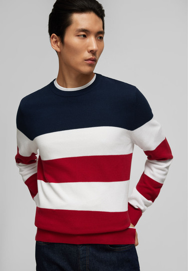 Colour Blocking Pullover, chili Detailansicht 1